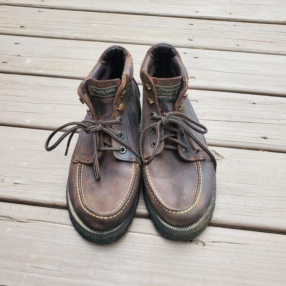 Vintage 90s y2k Eastland Brown Oiled Leather Moc Toe Lace-up Boots Men's 9 - Picture 14 of 15
